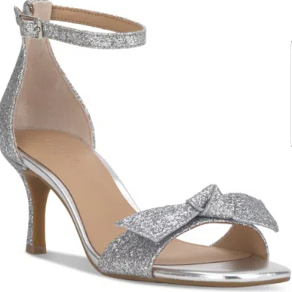 Sparkling Silver Bow Heels